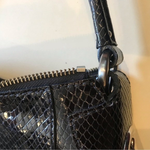 Cole Haan Black Embossed Snakeskin Shoulder Bag - Picture 6 of 16